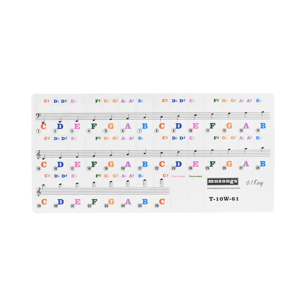 61 Keys Piano Stickers Removable Keyboard Stickers for 61-key Keyboards for Kids Beginners Piano Practice
61 Keys Piano Stickers Removable Keyboard Stickers for 61-key Keyboards for Kids Beginners Piano Practice