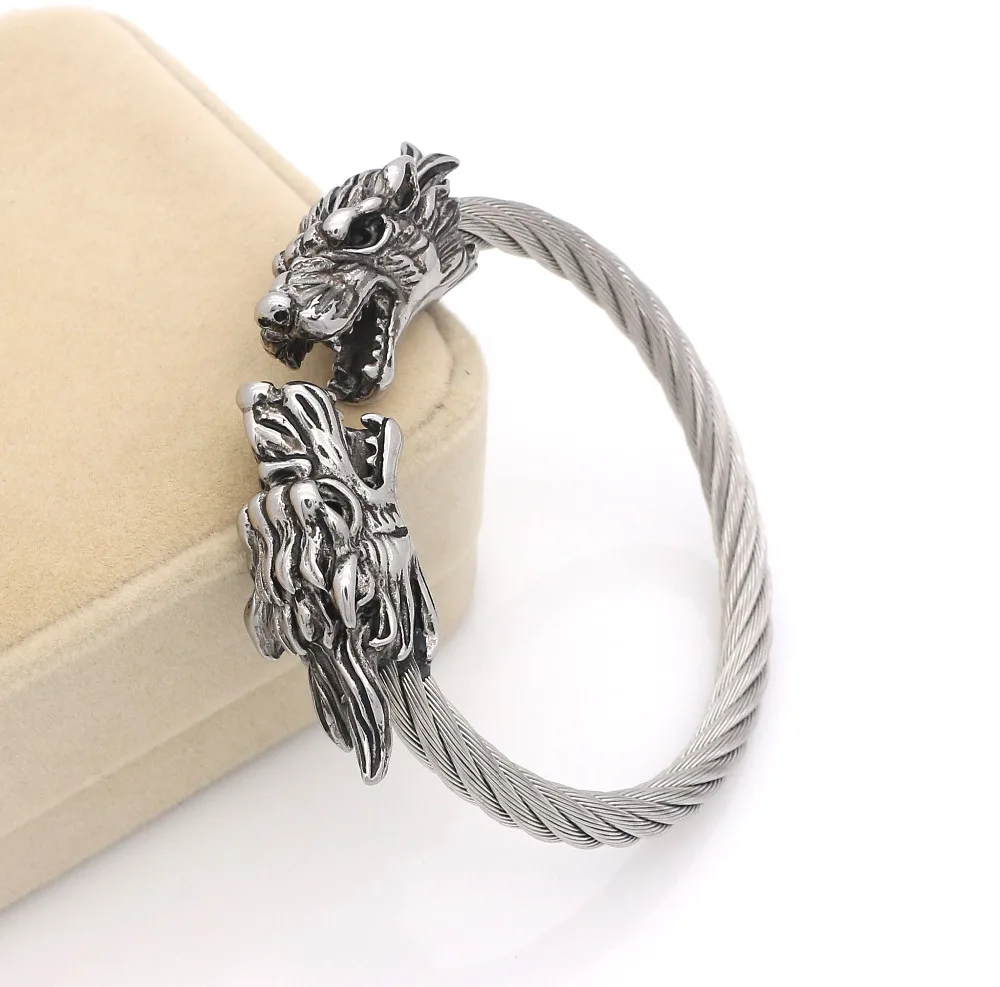 JSBAO Vintage Punk 316l Stainless Steel Dragon Bracelets For Men Jewelry With Twisted Cable Bangle Mens Accessories Bracelet
JSBAO Vintage Punk 316l Stainless Steel Dragon Bracelets For Men Jewelry With Twisted Cable Bangle Mens Accessories Bracelet