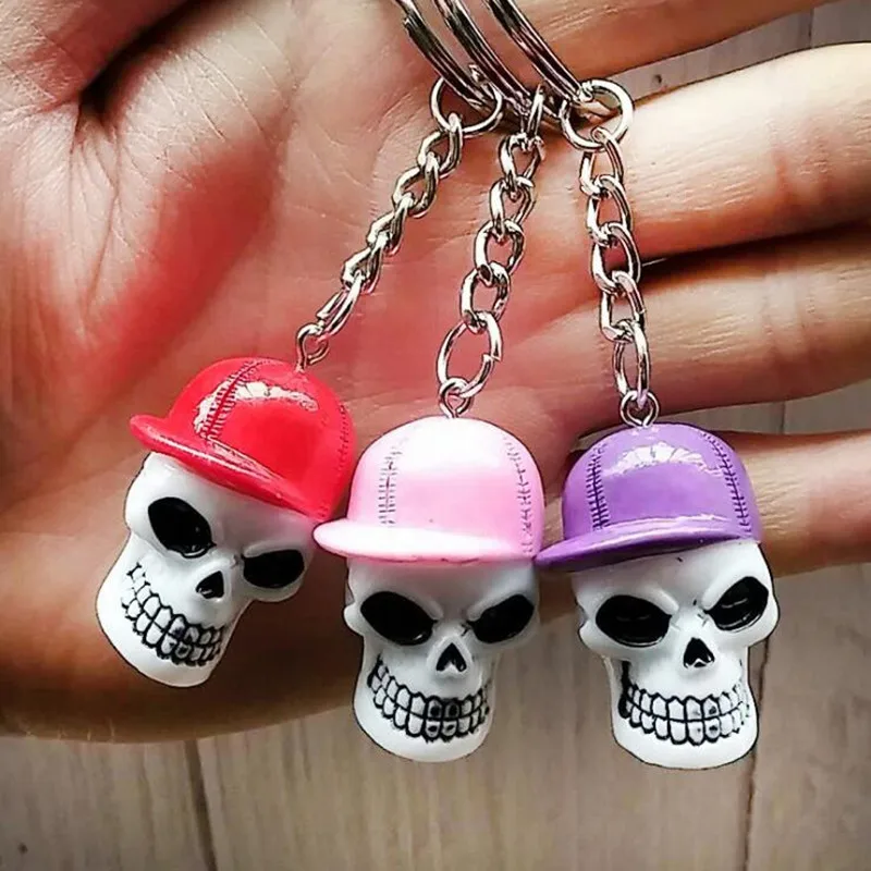 Creative Baseball cap Skull keychain pendant Resin skeleton heads key ring DIY Jewelry Accessory novelties Factory Wholesale
Creative Baseball cap Skull keychain pendant Resin skeleton heads key ring DIY Jewelry Accessory novelties Factory Wholesale