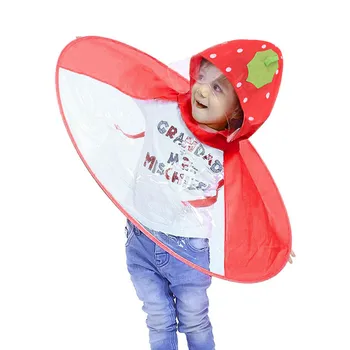 

Lovely Strawberry Umbrella Hat Cute Rain Coat UFO Children Round Umbrella Hat Magical Hands Free Raincoat Kids Girl Umbrella Hat