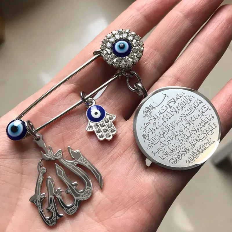 Ислам Турецкий Дурной глаз Аллах AYATUL KURSI hamsa рука Фатимы нержавеющая детская