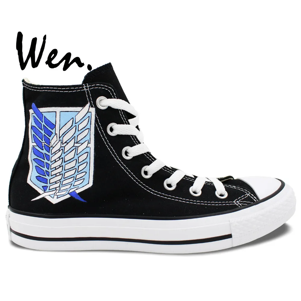 Wen Hand Painted Black Canvas Shoes Anime Design Custom Attack On Titan Military Police Men Women's High Top Canvas Sneakers
Wen Hand Painted Black Canvas Shoes Anime Design Custom Attack On Titan Military Police Men Women's High Top Canvas Sneakers