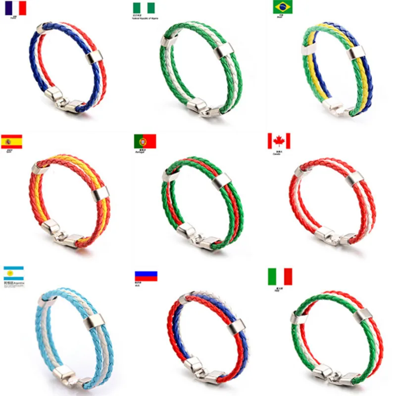 Fashion Russia Spain France Brazil Flag Leather Team Bracelet Men High Quality Football Fans Couples Gift Jewelry 376112
Fashion Russia Spain France Brazil Flag Leather Team Bracelet Men High Quality Football Fans Couples Gift Jewelry 376112