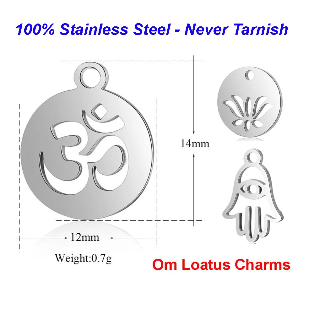 10pcs/lot 100% Stainless Steel Lotus Charms VNISTAR High Polished Yoga OM Hamsa Hand YinYang DIY Jewelry Finding Supplies
10pcs/lot 100% Stainless Steel Lotus Charms VNISTAR High Polished Yoga OM Hamsa Hand YinYang DIY Jewelry Finding Supplies