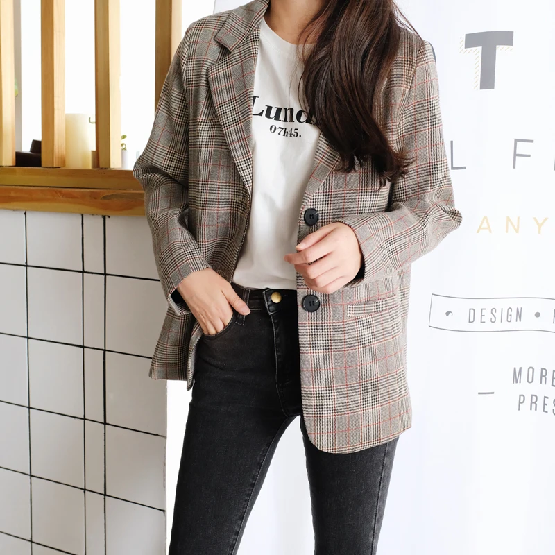 Vintage Women Plaid suit Blazers And Jackets 2018 New Spring autumn Fashion Single-breasted Blazer Femenino Ladies Blazer Female
Vintage Women Plaid suit Blazers And Jackets 2018 New Spring autumn Fashion Single-breasted Blazer Femenino Ladies Blazer Female