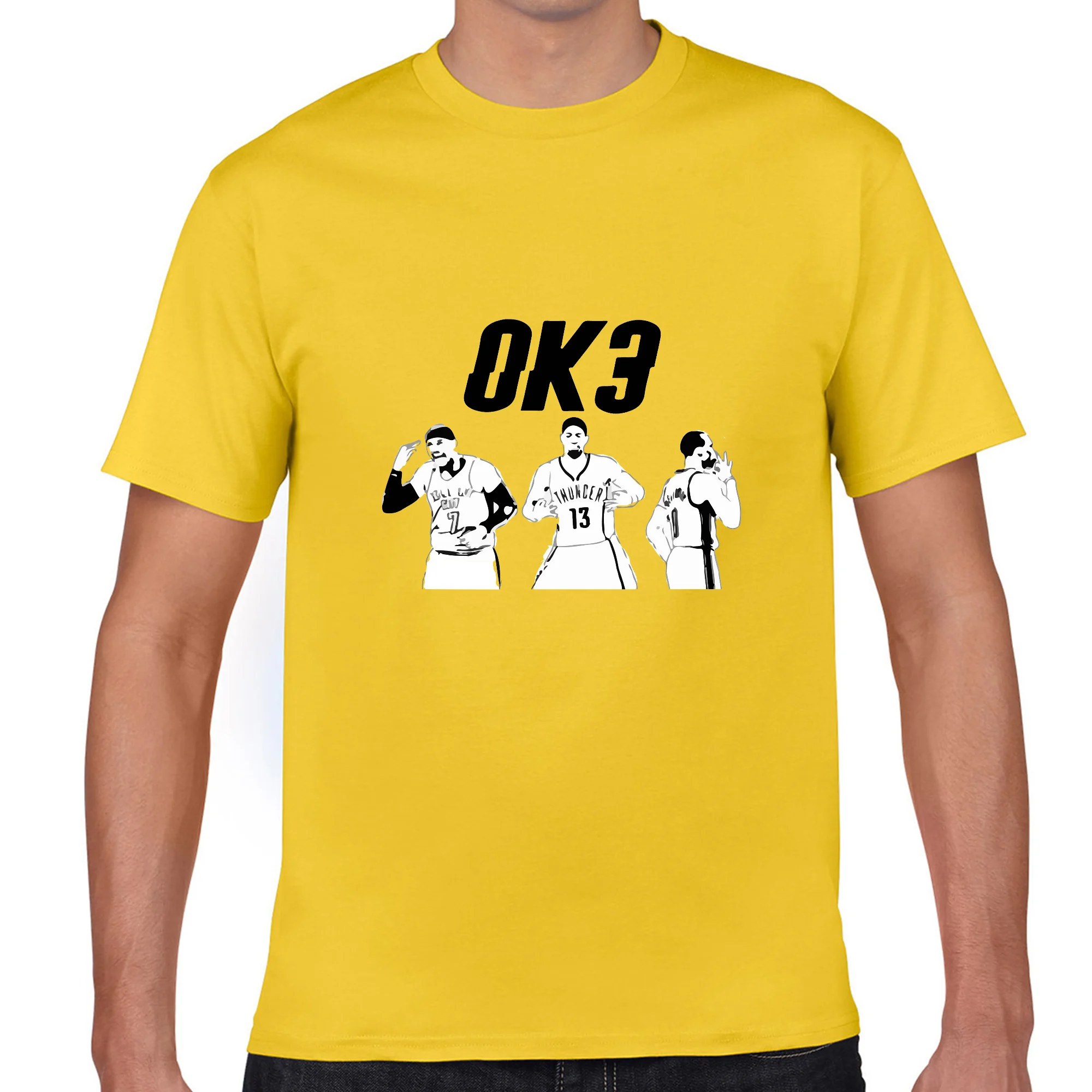 

Oklahoma City Thunder Big 3 Russell Westbrook Carmelo Anthony George Man Basketball Jersey Tee Shirts Men gym streetwear tshirt