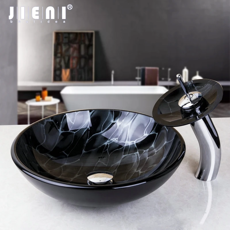 JIENI Victory Hand Painting Artistic Glass Basin Sink Washbasin Counter Glass Sink Brass Faucet Sink Set Thunder Lighting Figure
JIENI Victory Hand Painting Artistic Glass Basin Sink Washbasin Counter Glass Sink Brass Faucet Sink Set Thunder Lighting Figure