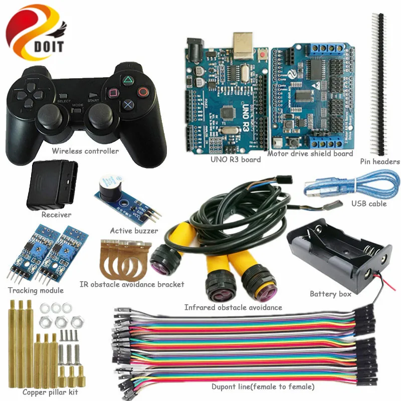 Комплект трека управления беспроводной ручкой DOIT для arduino, плата привода двигателя, обход препятствий, для робота-танка Arduino, Радиоуправляемый автомобиль
Комплект трека управления беспроводной ручкой DOIT для arduino, плата привода двигателя, обход препятствий, для робота-танка Arduino, Радиоуправляемый автомобиль