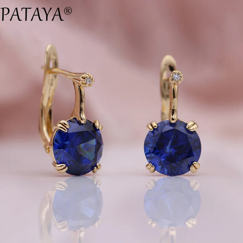 PATAYA New Round Dark Blue Natural Zircon Women Fashion Wedding Jewelry Accessories 585 Rose Gold Bohemia Cute Dangle Earrings
PATAYA New Round Dark Blue Natural Zircon Women Fashion Wedding Jewelry Accessories 585 Rose Gold Bohemia Cute Dangle Earrings