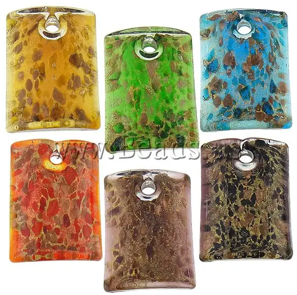 Free shipping!!!Gold Sand Lampwork Pendants Jewelry Blanks Rectangle mixed colors 30x40x9mm Hole:Approx 4.5mm 50PCs/Lot | Украшения и