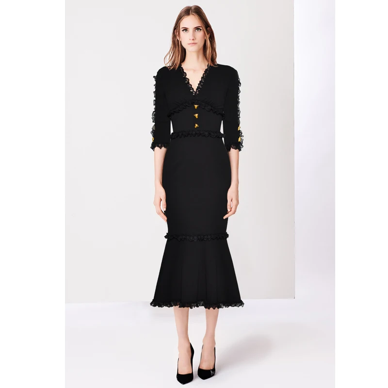 Gold Panther Buttons Ruched Lace V Neck Half Sleeve Peplum Mermaid Party Womens Dresses Midi 2019 Bodycon Black Elegant Dress
Gold Panther Buttons Ruched Lace V Neck Half Sleeve Peplum Mermaid Party Womens Dresses Midi 2019 Bodycon Black Elegant Dress
