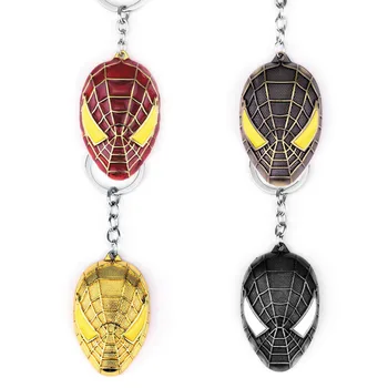 

Super Hero Spider-man Keychain Superhero Spiderman Mask Metal Keyring For Men Fashion Car Key Chain Action Figure Cosplay Toys