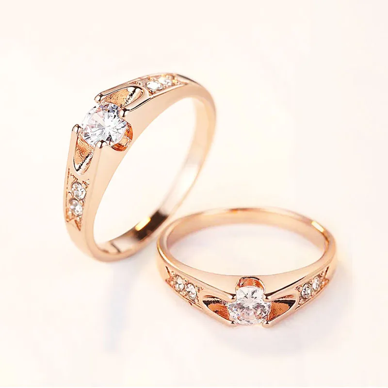 Фото Горячее предложение 1 шт. розовое Золотое кольцо из сплава с кристаллами