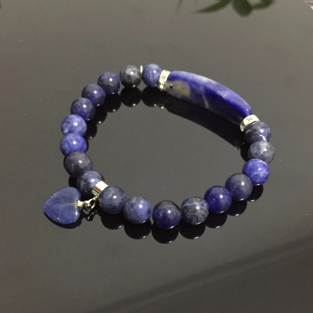 Natural Stone Sodalite Bracelets for Women Lover Rectangle Heart Charm Stretch Bracelets Reiki Healing Buddhist Prayer Bangles
Natural Stone Sodalite Bracelets for Women Lover Rectangle Heart Charm Stretch Bracelets Reiki Healing Buddhist Prayer Bangles