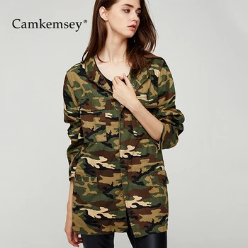 CamKemsey Spring Autumn Military Jacket Women 2018 Pockets Zippers Army Green Camouflage Jacket Coat For Women Outwear
CamKemsey Spring Autumn Military Jacket Women 2018 Pockets Zippers Army Green Camouflage Jacket Coat For Women Outwear