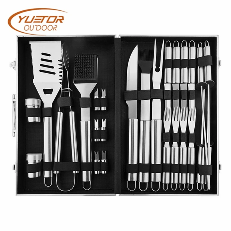 YUETOR OUTDOOR 27pcs Stainless Steel Barbecue Grill BBQ Multifunction Spatula Fork Brush Picnic Camping Cookware Aluminum Box
YUETOR OUTDOOR 27pcs Stainless Steel Barbecue Grill BBQ Multifunction Spatula Fork Brush Picnic Camping Cookware Aluminum Box