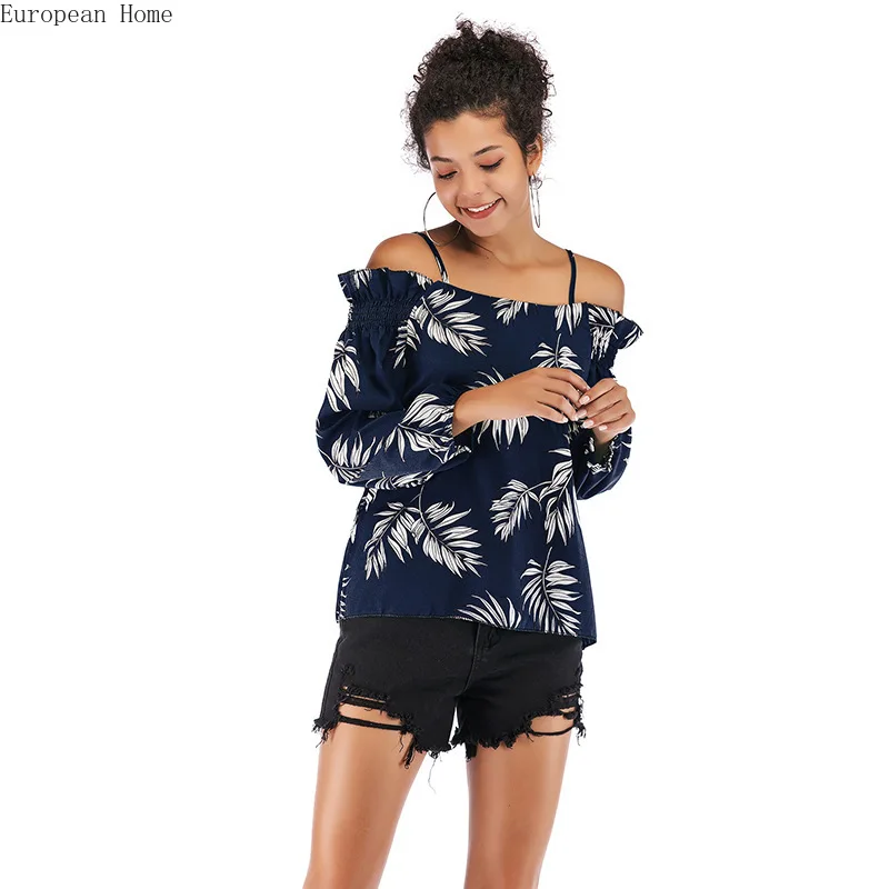 2019 New Summer Women's Clothes Leaf Printing Show Shoulder Suspender Chiffon Long Sleeve Collar Top
2019 New Summer Women's Clothes Leaf Printing Show Shoulder Suspender Chiffon Long Sleeve Collar Top