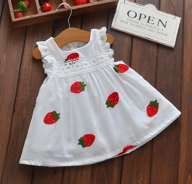 Girls Cartoon Strawberry Dress Baby Summer Sleeveless Lace Dress Kids Cute White Color Cotton Dresses
Girls Cartoon Strawberry Dress Baby Summer Sleeveless Lace Dress Kids Cute White Color Cotton Dresses