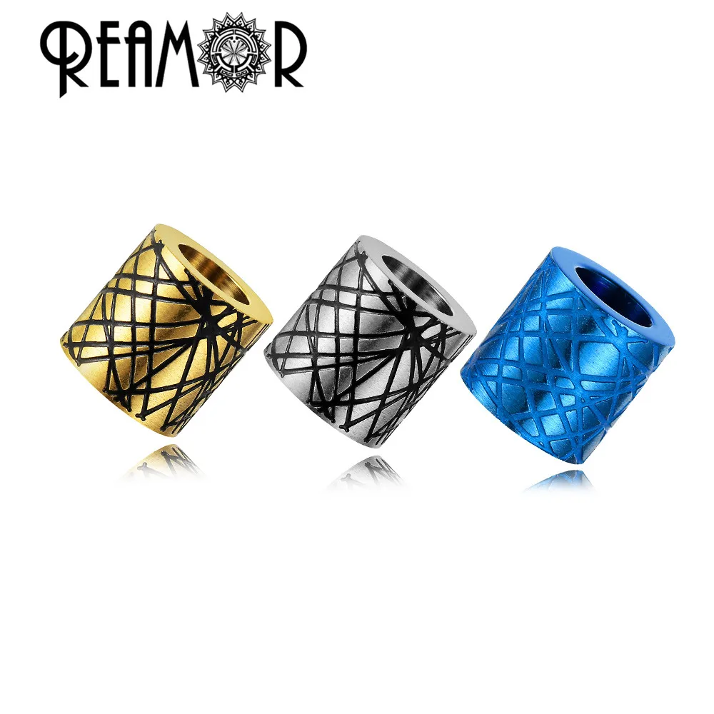 

REAMOR Gold/Blue Colors 316l Stainless steel 8/6mm Cylinder Beads Charm for Jewelry Making Bracelet DIY Spacer Beads Findings