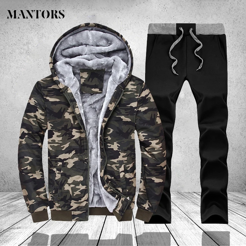 Casual Men Tracksuit Set Winter Two Piece Sets Camouflage Fleece Thick Hoodie Jacket + Pants Men Sportswear Trainingspak Mannen
Casual Men Tracksuit Set Winter Two Piece Sets Camouflage Fleece Thick Hoodie Jacket + Pants Men Sportswear Trainingspak Mannen