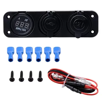 12V DC Digital Voltmeter + Dual Power Socket Outlet + Cigarette Lighter Three Hole Panel For Boat Car Phone Tablet W/Wire
12V DC Digital Voltmeter + Dual Power Socket Outlet + Cigarette Lighter Three Hole Panel For Boat Car Phone Tablet W/Wire