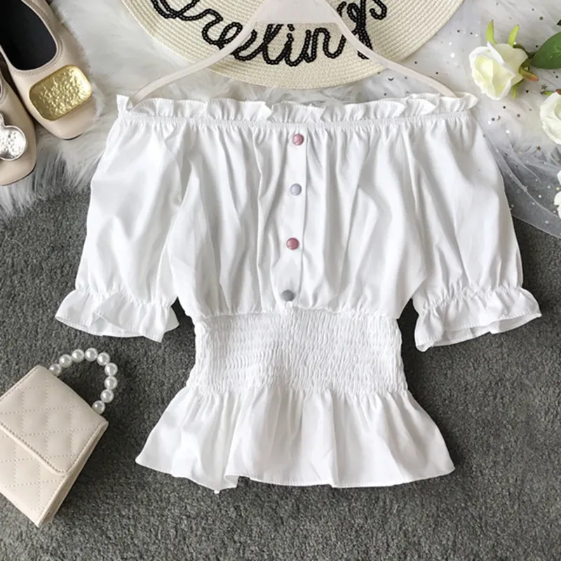 Sanishroly Summer Autumn Women Slash Neck White Blouse Solid Casual Chiffon Blouses Female Ruffles Short Sleeve Shirts Tops S640
Sanishroly Summer Autumn Women Slash Neck White Blouse Solid Casual Chiffon Blouses Female Ruffles Short Sleeve Shirts Tops S640