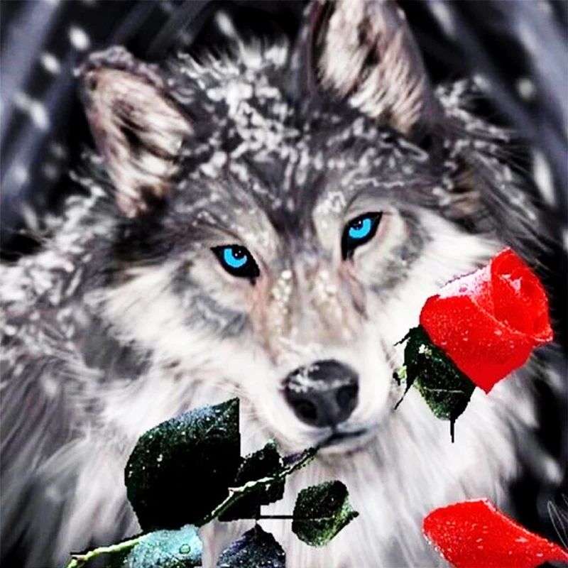 Animal Series Pating Wolf With A Rose Diamond Painting Cross Stitch Embroidery Special Diamond Accessories Costom
Animal Series Pating Wolf With A Rose Diamond Painting Cross Stitch Embroidery Special Diamond Accessories Costom