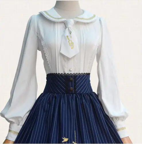 2016 New Japanese Style Lolita Blouse Sweet White Long Sleeve Embroidered Women's Shirt with Necktie
2016 New Japanese Style Lolita Blouse Sweet White Long Sleeve Embroidered Women's Shirt with Necktie