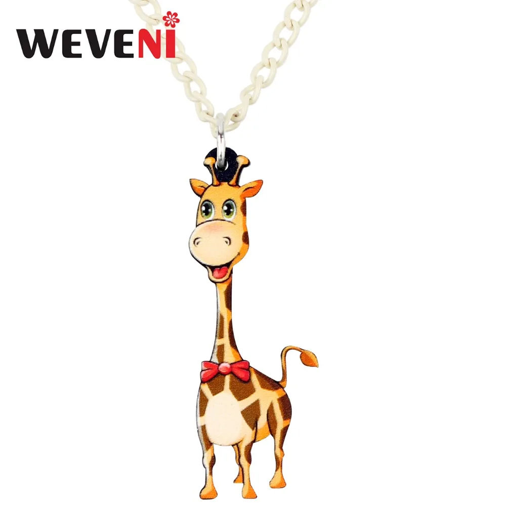 WEVENI Acrylic Bijoux Happy Giraffe Necklace Pendant Chain Choker African Bijoux Jewelry For Women Girls Hot Birthday Gift 2018
WEVENI Acrylic Bijoux Happy Giraffe Necklace Pendant Chain Choker African Bijoux Jewelry For Women Girls Hot Birthday Gift 2018