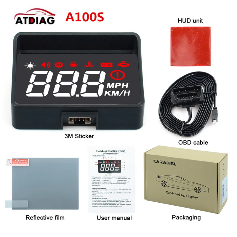 Hot! Car HUD Head Up Display A100s OBD2 II EUOBD Overspeed Warning System Projector Windshield Auto Electronic Voltage Alarm
Hot! Car HUD Head Up Display A100s OBD2 II EUOBD Overspeed Warning System Projector Windshield Auto Electronic Voltage Alarm