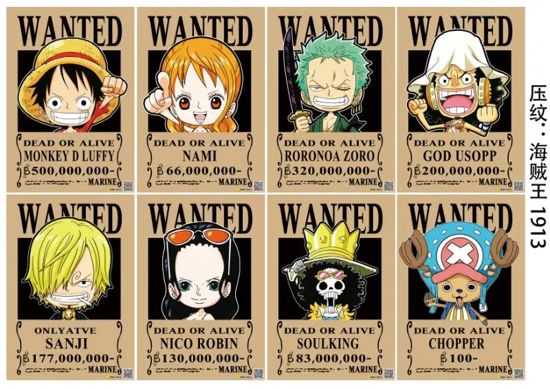 8 ONE PIECE Wanted Posters style 3