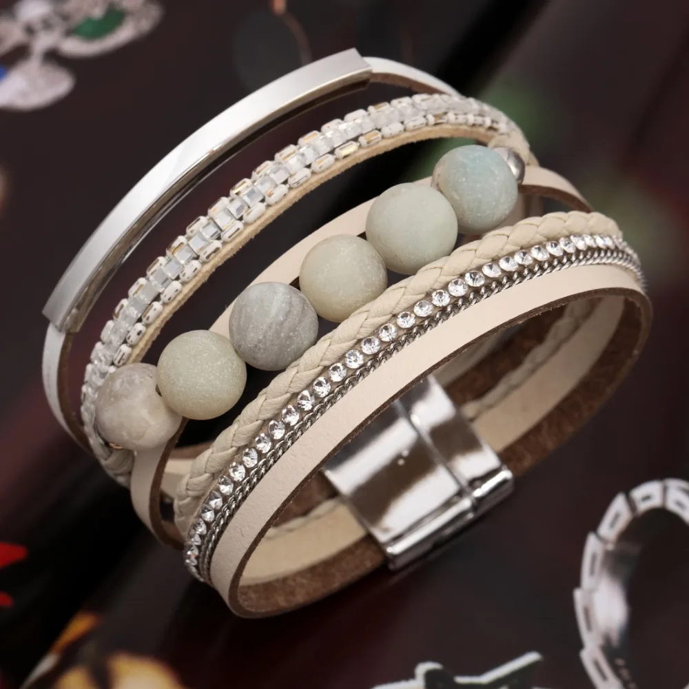 Boho Color Multiple Layers Beads Crystal Leather Bracelets For Woman 4 Color Fashion Pulsera Mujer Charm Bracelet Gifts
Boho Color Multiple Layers Beads Crystal Leather Bracelets For Woman 4 Color Fashion Pulsera Mujer Charm Bracelet Gifts