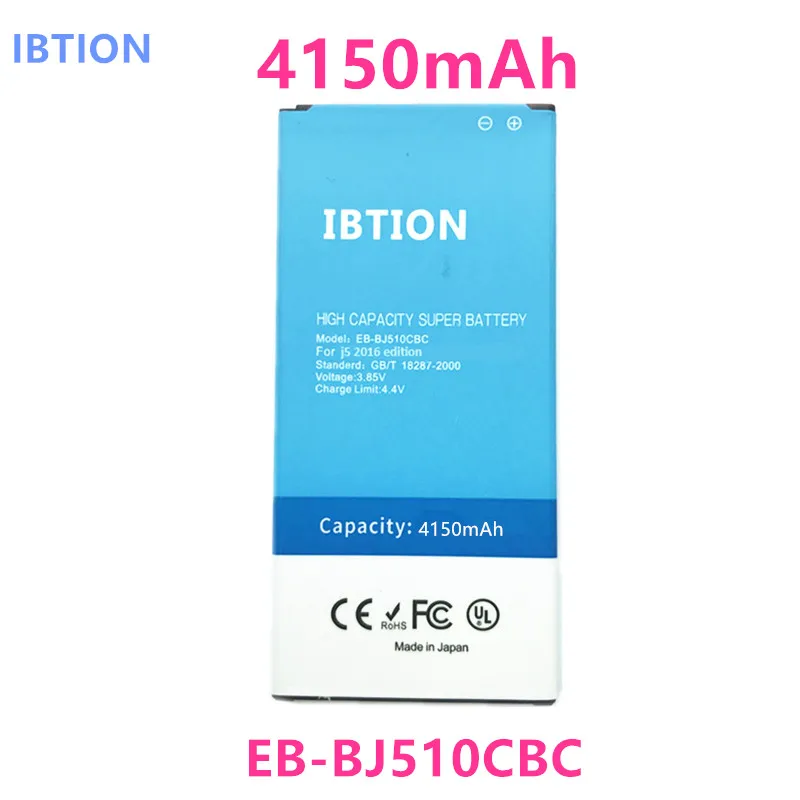 IBTION 4150mAh EB-BJ510CBC for Samsung Galaxy J5 2016 Edition j5109 j5108 battery
IBTION 4150mAh EB-BJ510CBC for Samsung Galaxy J5 2016 Edition j5109 j5108 battery
