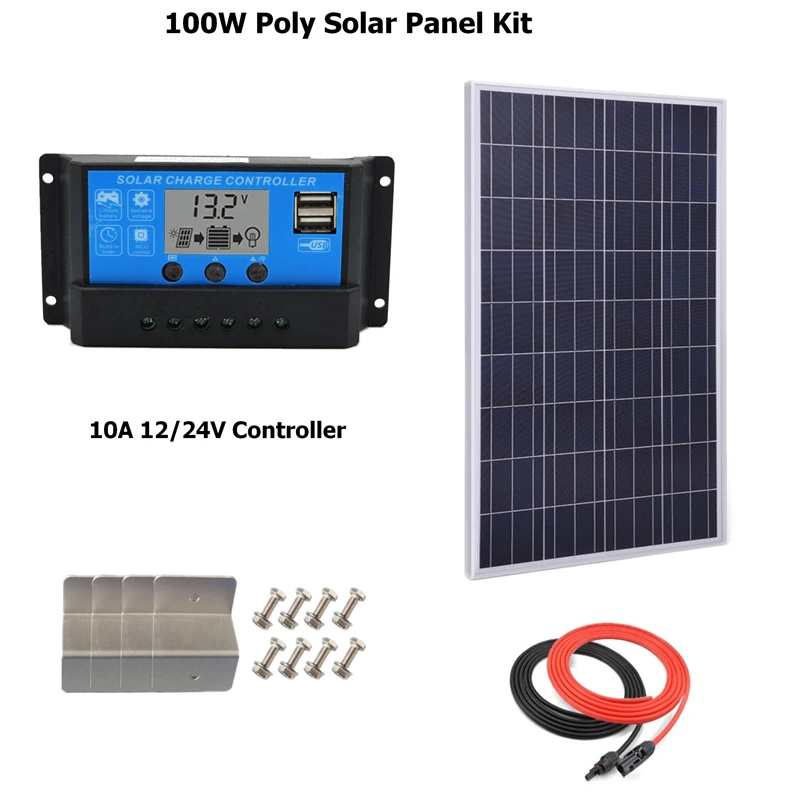 100w Solar Panel Polycrystalline solar panel system kit w/10A LCD solar charge controller, solar cable, Z bracket RV Boat ,Home
100w Solar Panel Polycrystalline solar panel system kit w/10A LCD solar charge controller, solar cable, Z bracket RV Boat ,Home