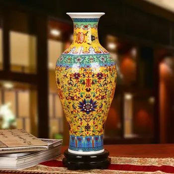 Jingdezhen ceramic Chinese Antique Enamel Color Porcelain Huang Fu Shou Vase Fashion Furnishings Decoration ceramic floor vases
Jingdezhen ceramic Chinese Antique Enamel Color Porcelain Huang Fu Shou Vase Fashion Furnishings Decoration ceramic floor vases