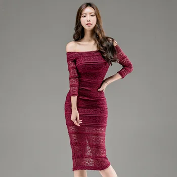 Nice Sexy Womens Off Shoulder Bodycon Slim Pencil Dress Vogue Vintage Lace Party Dresses Back Split Korean Style Sheath Dress
Nice Sexy Womens Off Shoulder Bodycon Slim Pencil Dress Vogue Vintage Lace Party Dresses Back Split Korean Style Sheath Dress