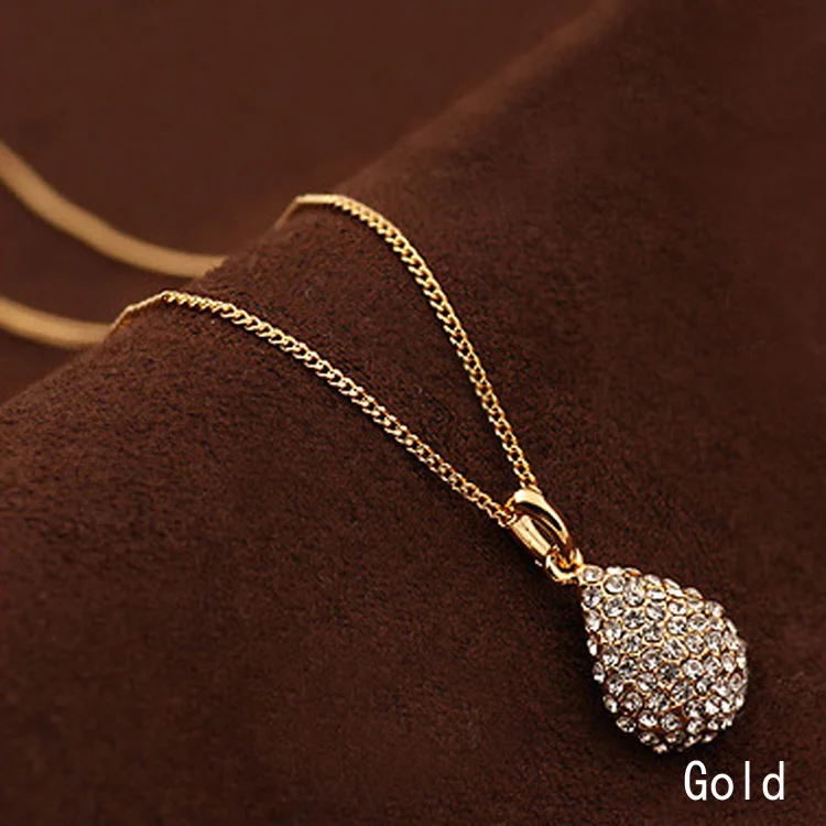 Drop Shipping Summer Style Women Gold Silver Plated Crystal Teardrop Necklace Shiny Pendant 2 Colors
Drop Shipping Summer Style Women Gold Silver Plated Crystal Teardrop Necklace Shiny Pendant 2 Colors