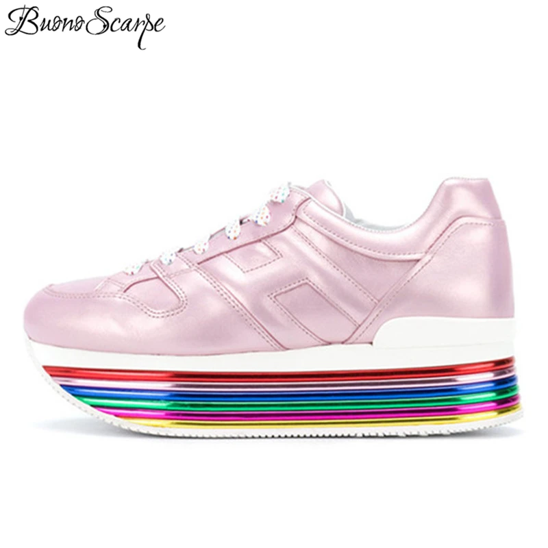 Platform Heels Thick Bottom Casual Shoes Rainbow Colorful Brand Design Ladies Sneakers Genuine Leather Breathable Single Shoes
Platform Heels Thick Bottom Casual Shoes Rainbow Colorful Brand Design Ladies Sneakers Genuine Leather Breathable Single Shoes