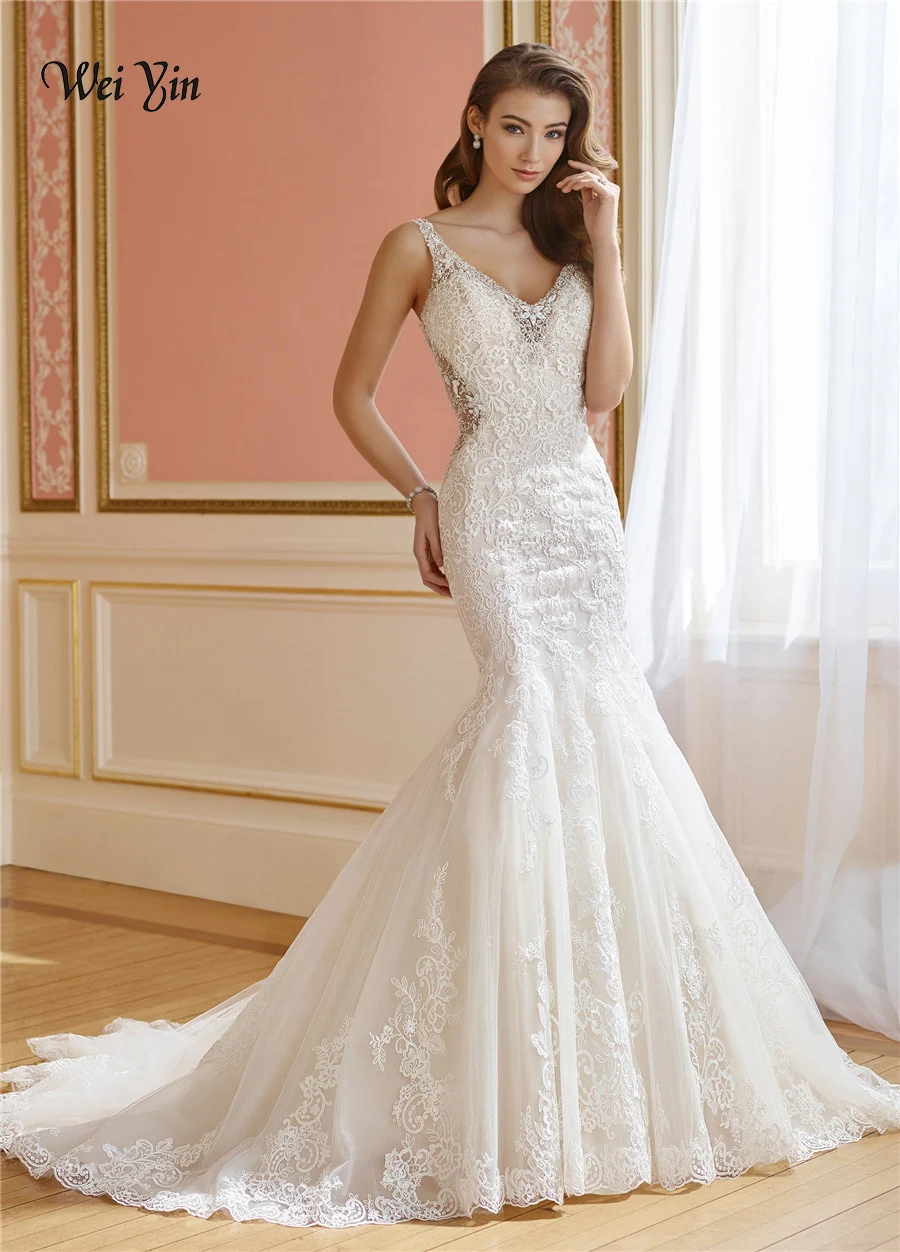 weiyin Mermaid Wedding Dress Sleeveless Beading Lace Court Train Applique Crystal Garden Church Princess Wedding Dresses Custom
weiyin Mermaid Wedding Dress Sleeveless Beading Lace Court Train Applique Crystal Garden Church Princess Wedding Dresses Custom