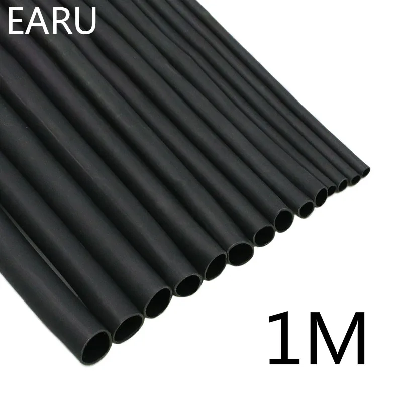 Термоусадочные трубки 1 м/лот термоусадочные 2:1 черные диаметром 2 3 5 6 8 10 мм для