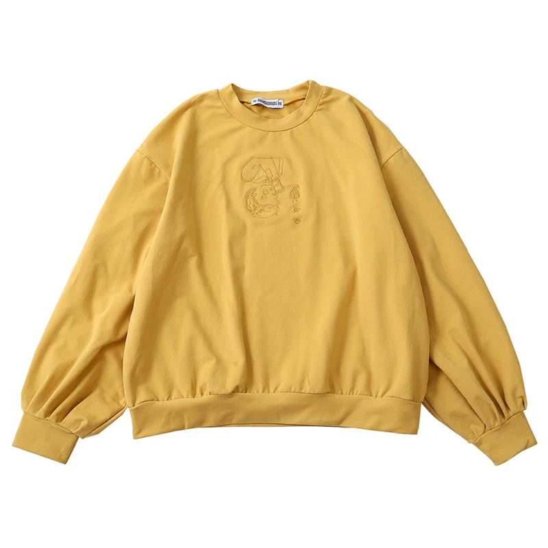 2019 New Autumn Sweet Lantern Sleeve O-neck Women's Yellow Pullover Cartoon Embroidered Autumn Cotton Soft Top Sweatshirt
2019 New Autumn Sweet Lantern Sleeve O-neck Women's Yellow Pullover Cartoon Embroidered Autumn Cotton Soft Top Sweatshirt