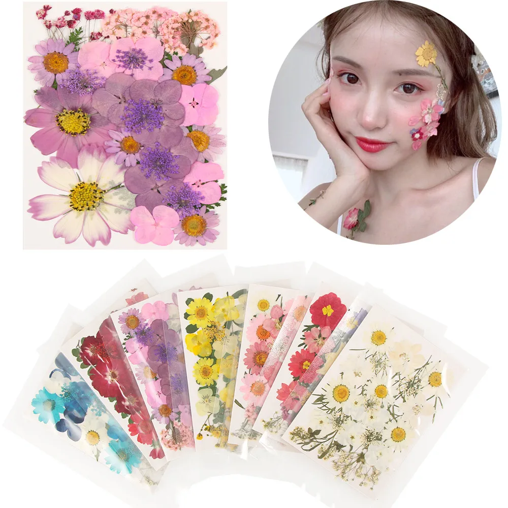 Fashion Pressed Flower Temporary tattoo Face Sticker Makeup Mixed Organic Natural Real Dried Flowers DIY Art Floral Face Decors
Fashion Pressed Flower Temporary tattoo Face Sticker Makeup Mixed Organic Natural Real Dried Flowers DIY Art Floral Face Decors