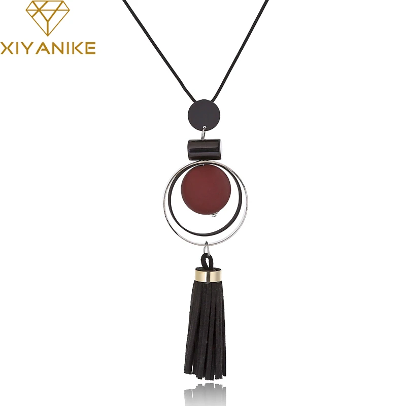 XIYANIKE New Fashion Jewelry Round Wood Beads Crystal Tassel Statement Necklaces & Pendants For Women Long Sweater Chain N894
XIYANIKE New Fashion Jewelry Round Wood Beads Crystal Tassel Statement Necklaces & Pendants For Women Long Sweater Chain N894