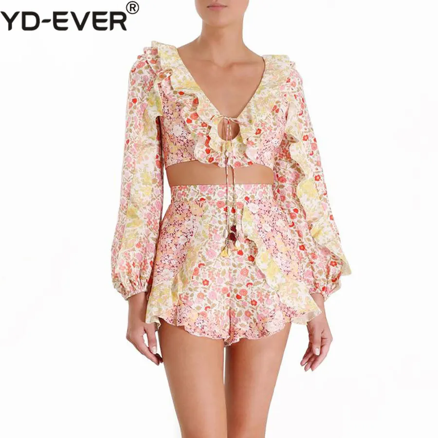 2019 New Arrival Women 2 Pieces Set Sexy Flower Top Blouse and Shorts Holiday and Vocation Ruffled Style Two Piece Set Shorts 
2019 New Arrival Women 2 Pieces Set Sexy Flower Top Blouse and Shorts Holiday and Vocation Ruffled Style Two Piece Set Shorts
