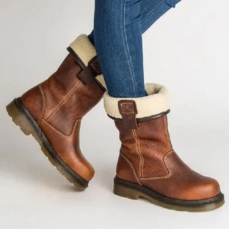 Women Snow Boots Fashion Flat Heel PU Leather Ladies Warm Fur Boots Cool Style Mid-Calf Motorcycle Girls Spring Autumn Shoes
Women Snow Boots Fashion Flat Heel PU Leather Ladies Warm Fur Boots Cool Style Mid-Calf Motorcycle Girls Spring Autumn Shoes