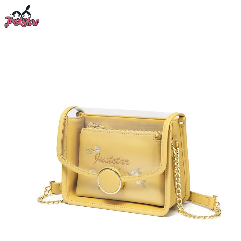 JUST STAR Women's Leather Messenger Bags Ladies Beach Yellow Summer Jelly Crossbody Bags Female PVC Transparent Shoulder Purse
JUST STAR Women's Leather Messenger Bags Ladies Beach Yellow Summer Jelly Crossbody Bags Female PVC Transparent Shoulder Purse