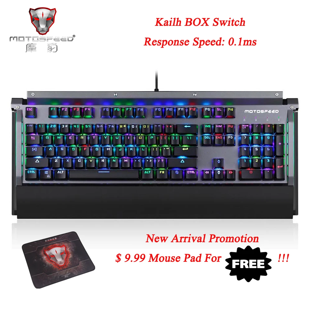 Motospeed CK98 Mechanical Keyboard Kailh Box Switch 104 keys USB 2.0 Wired 0.1ms Response Speed 1.6m Cable Black
Motospeed CK98 Mechanical Keyboard Kailh Box Switch 104 keys USB 2.0 Wired 0.1ms Response Speed 1.6m Cable Black