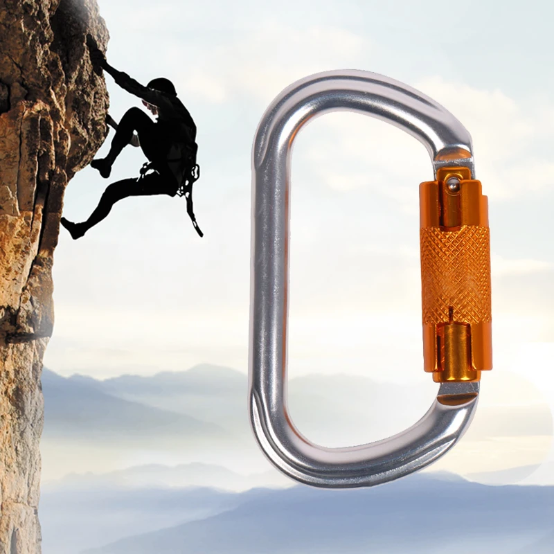 25 KN Stainless Steel Screwgate Locking Carabiner D-Ring Hook for Climbing Caving
25 KN Stainless Steel Screwgate Locking Carabiner D-Ring Hook for Climbing Caving