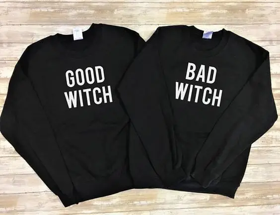 GOOD WITCH and BAD WITCH Letter Tumblr Sweatshirt Unisex Slogan Couples Halloween Jumper best friend witch Hoodies Cotton Outfit
GOOD WITCH and BAD WITCH Letter Tumblr Sweatshirt Unisex Slogan Couples Halloween Jumper best friend witch Hoodies Cotton Outfit
