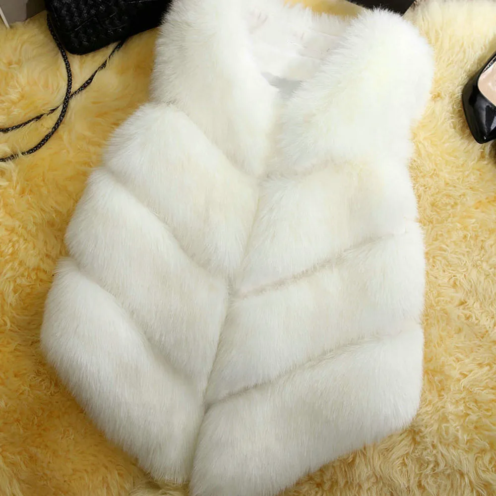 Фото Красивое Женское пальто из искусственного меха пушистый теплый женский жилет
